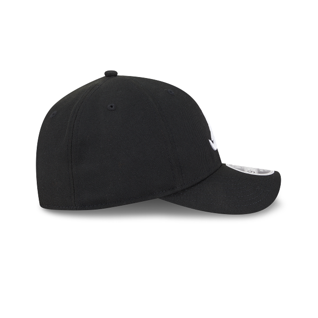 New Era Atlanta Braves Logo Essentials M-Crown A Frame 9FORTY Adjustable Hat-BLACK/WHITE