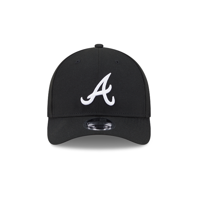New Era Atlanta Braves Logo Essentials M-Crown A Frame 9FORTY Adjustable Hat-BLACK/WHITE