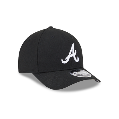 New Era Atlanta Braves Logo Essentials M-Crown A Frame 9FORTY Adjustable Hat-BLACK/WHITE
