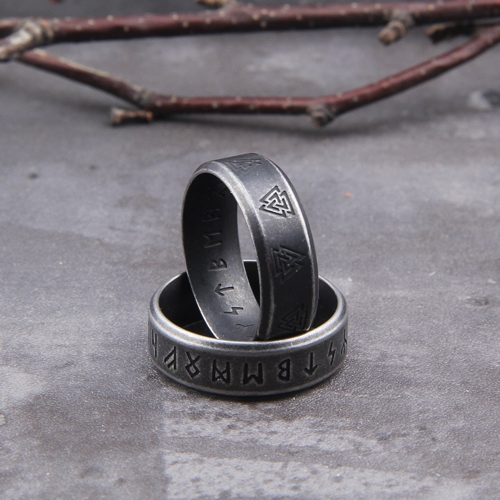 Valknut Ring – Norse with Viking Symbol 2-Piece Set for Alternative Styling, Collecting