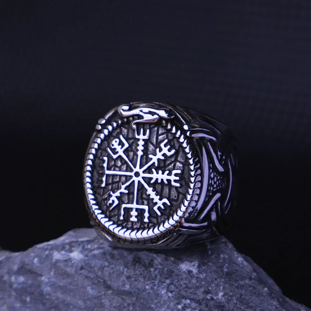 Valknut Ring – Viking Stainless Steel with Compass Rune Norse Mythology