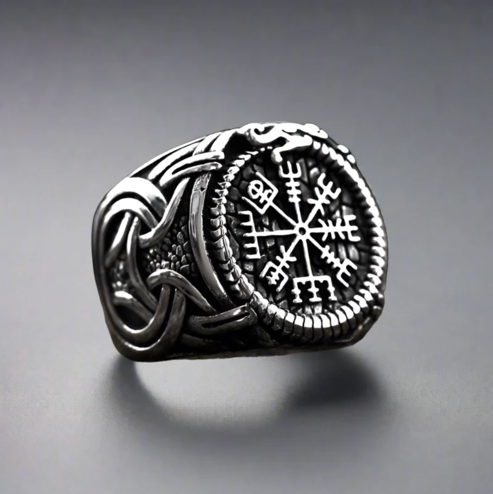 Valknut Ring – Viking Stainless Steel with Compass Rune Norse Mythology