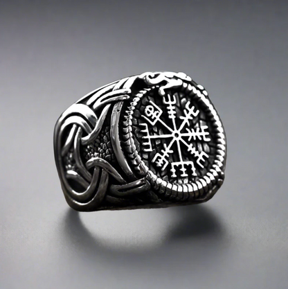 Valknut Ring – Viking Stainless Steel with Compass Rune Norse Mythology