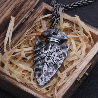 Vegvisir Compass Necklace – Viking with Spearhead Norse Gothic Pendant