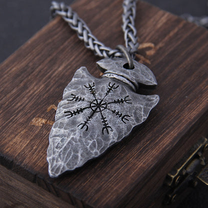 Vegvisir Compass Necklace – Viking with Spearhead Norse Gothic Pendant