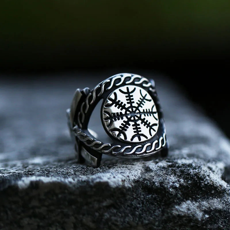 Vegvisir Compass Ring – Odin with Norse Amulet Viking Gothic Punk Statement