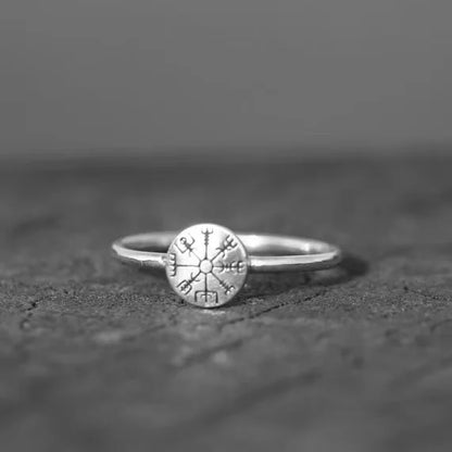 Vegvisir Compass Ring – Viking with Norse Rune Gothic Punk Statement