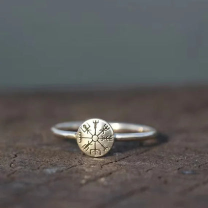 Vegvisir Compass Ring – Viking with Norse Rune Gothic Punk Statement
