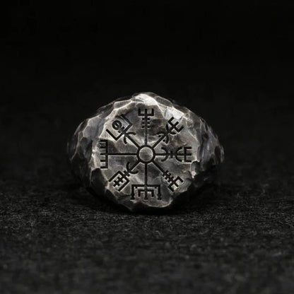 Vegvisir Compass Ring – Viking with Open Band Adjustable Gothic Punk Vintage