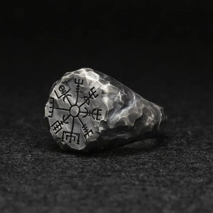 Vegvisir Compass Ring – Viking with Open Band Adjustable Gothic Punk Vintage