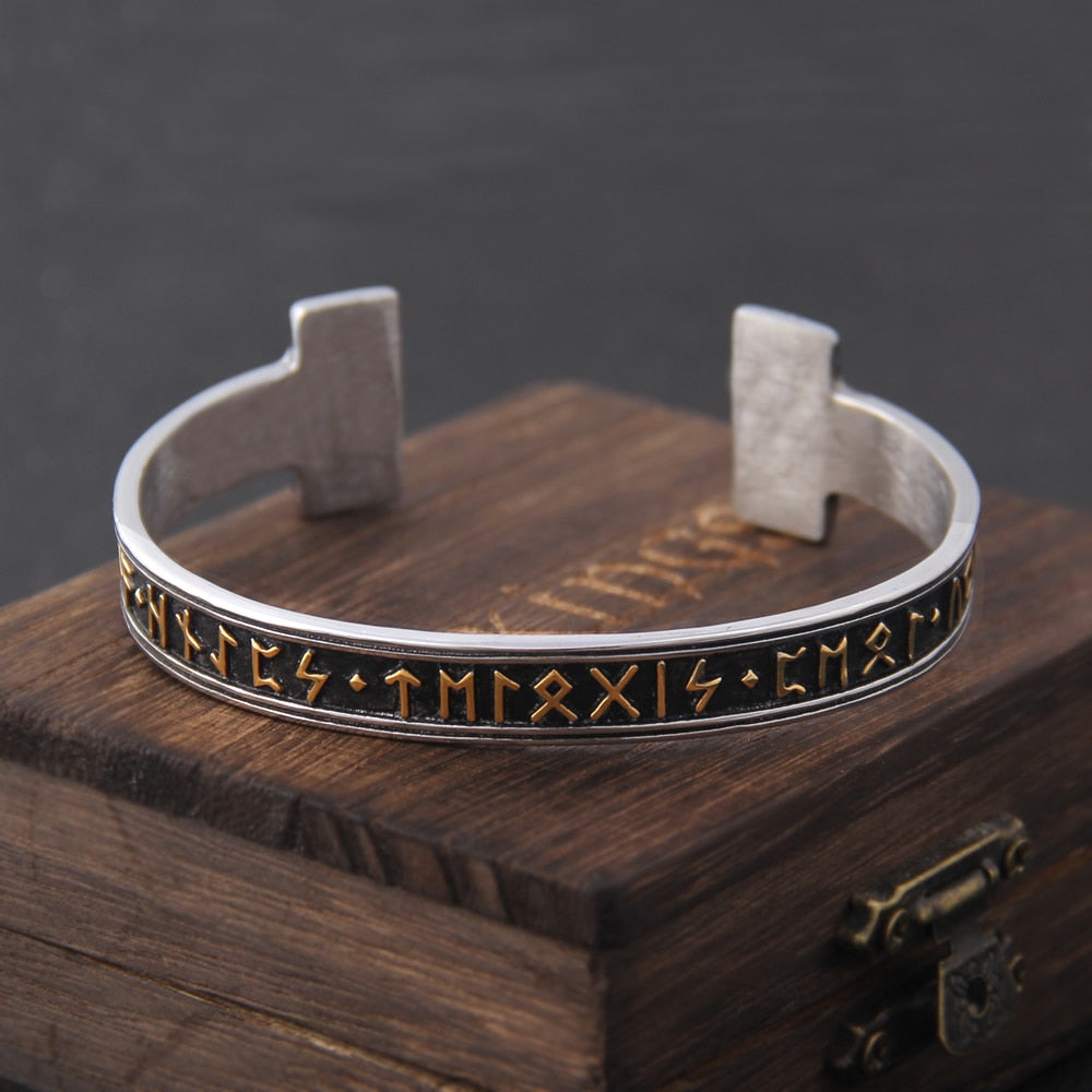 Viking Rune Bracelet – Ancient Cuff Norse Gothic Biker Statement Bangle