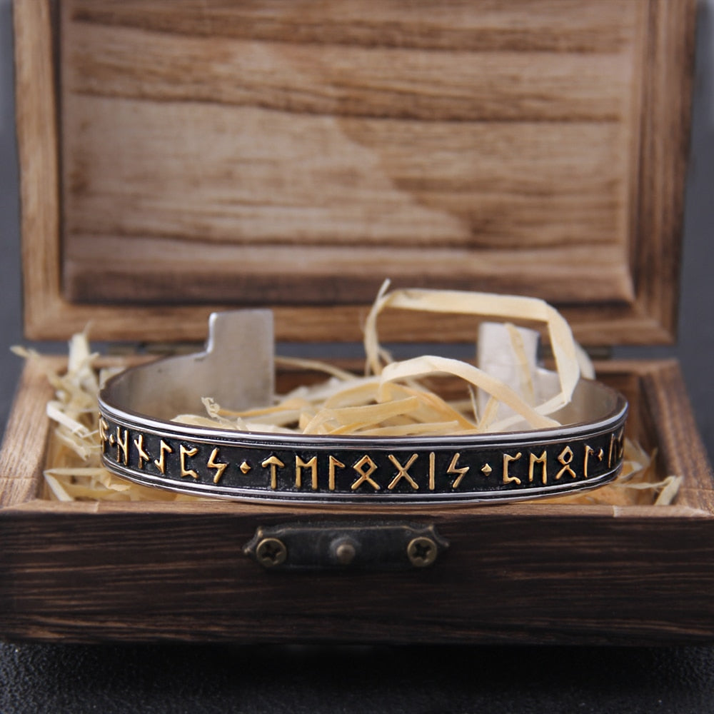 Viking Rune Bracelet – Ancient Cuff Norse Gothic Biker Statement Bangle