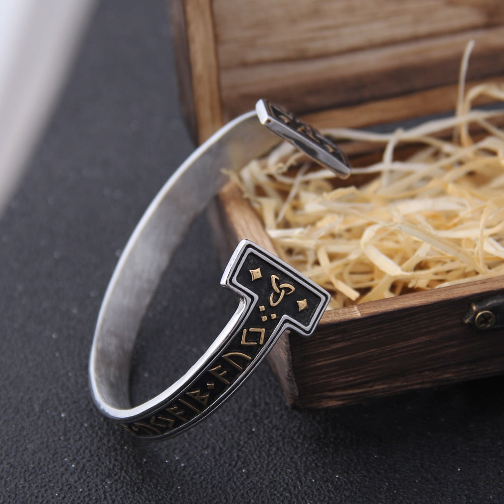 Viking Rune Bracelet – Ancient Cuff Norse Gothic Biker Statement Bangle