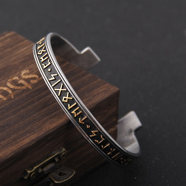 Viking Rune Bracelet – Ancient Cuff Norse Gothic Biker Statement Bangle