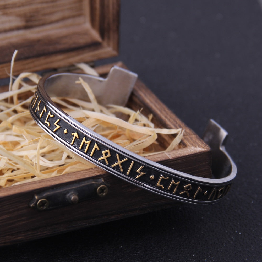 Viking Rune Bracelet – Ancient Cuff Norse Gothic Biker Statement Bangle