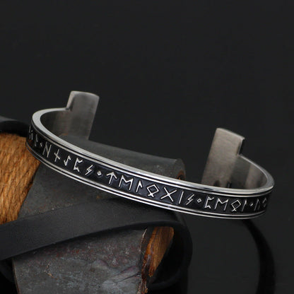 Viking Rune Bracelet – Ancient Cuff Norse Gothic Biker Statement Bangle