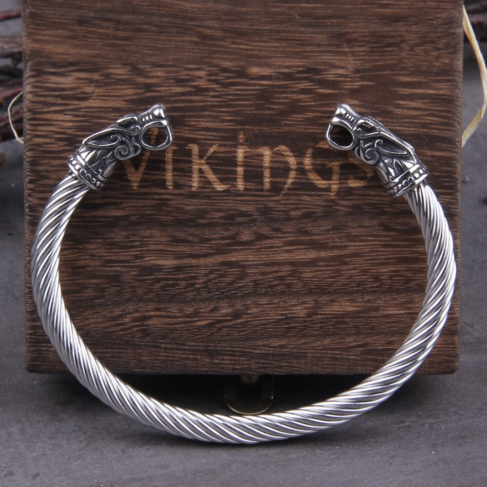 Viking Rune Bracelet – Wolf with Nordic Cuff Norse Gothic Punk Statement