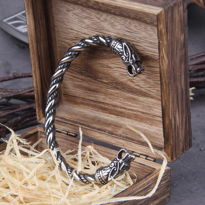 Viking Rune Bracelet – Wolf with Nordic Cuff Norse Gothic Punk Statement