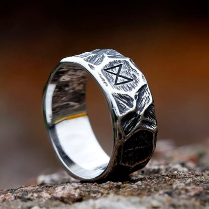 Viking Rune Ring – Biker with Gothic Textured 316L Stainless Steel Statement