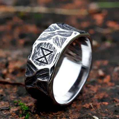Viking Rune Ring – Biker with Gothic Textured 316L Stainless Steel Statement