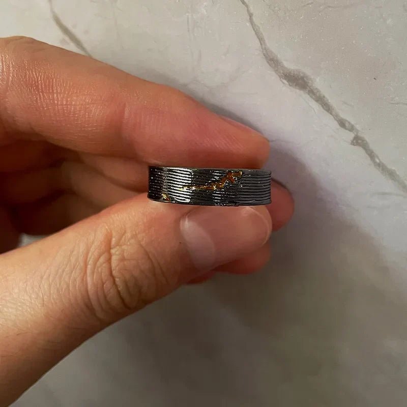 Viking Rune Ring – Dark Storm Lightning Gothic Punk Adjustable Statement