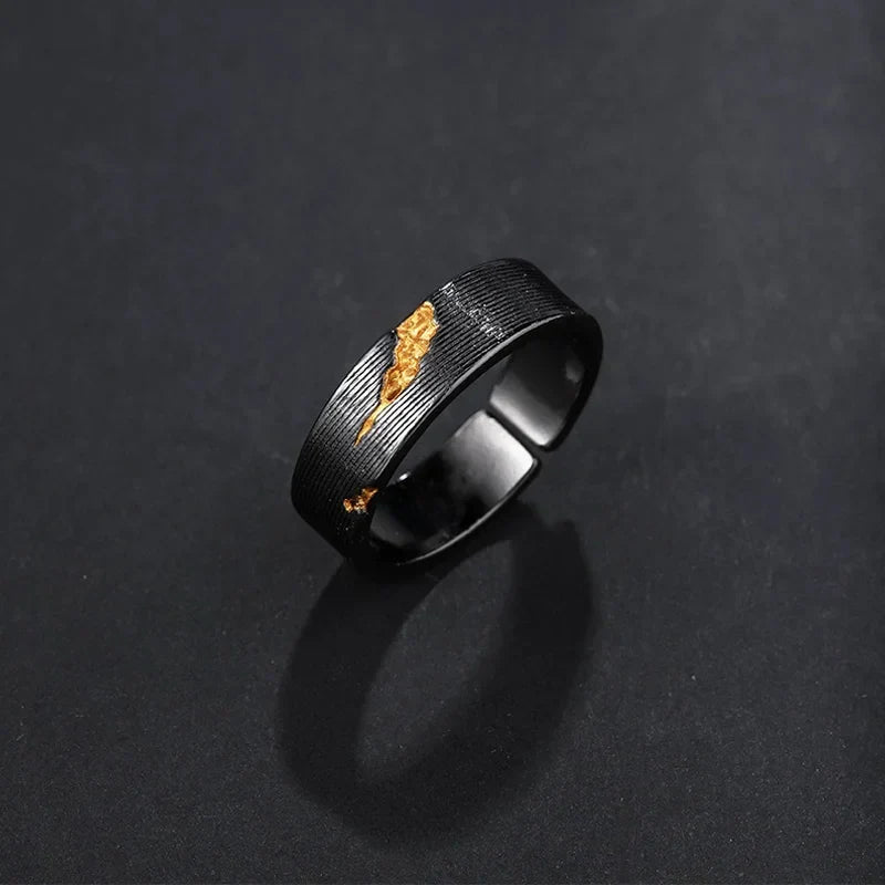 Viking Rune Ring – Dark Storm Lightning Gothic Punk Adjustable Statement