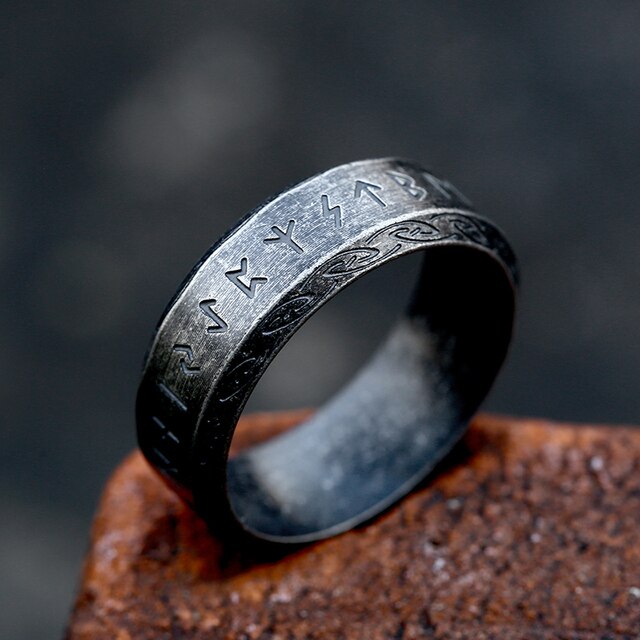 Viking Rune Ring – Futhark Norse Odin Gothic Punk Statement for Alternative Styling