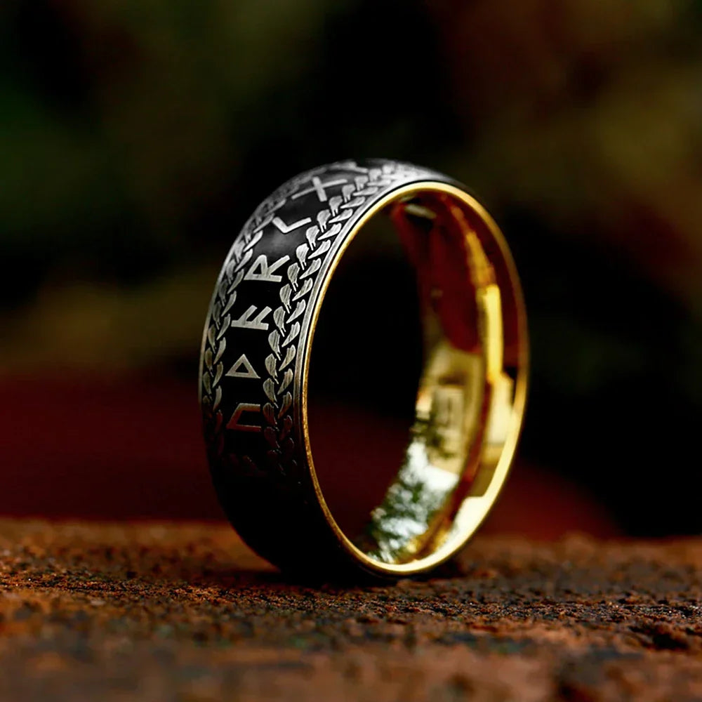 Viking Rune Ring – Norse with Amulet Gothic Punk Statement Silver Gold