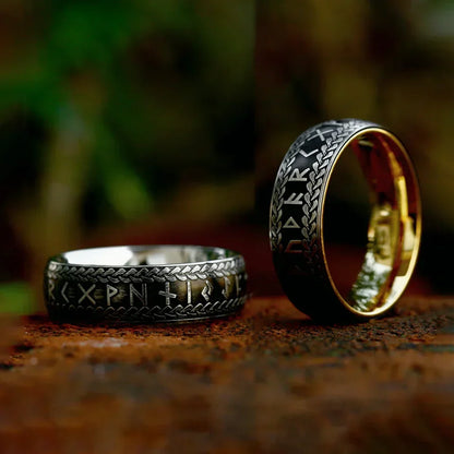 Viking Rune Ring – Norse with Amulet Gothic Punk Statement Silver Gold
