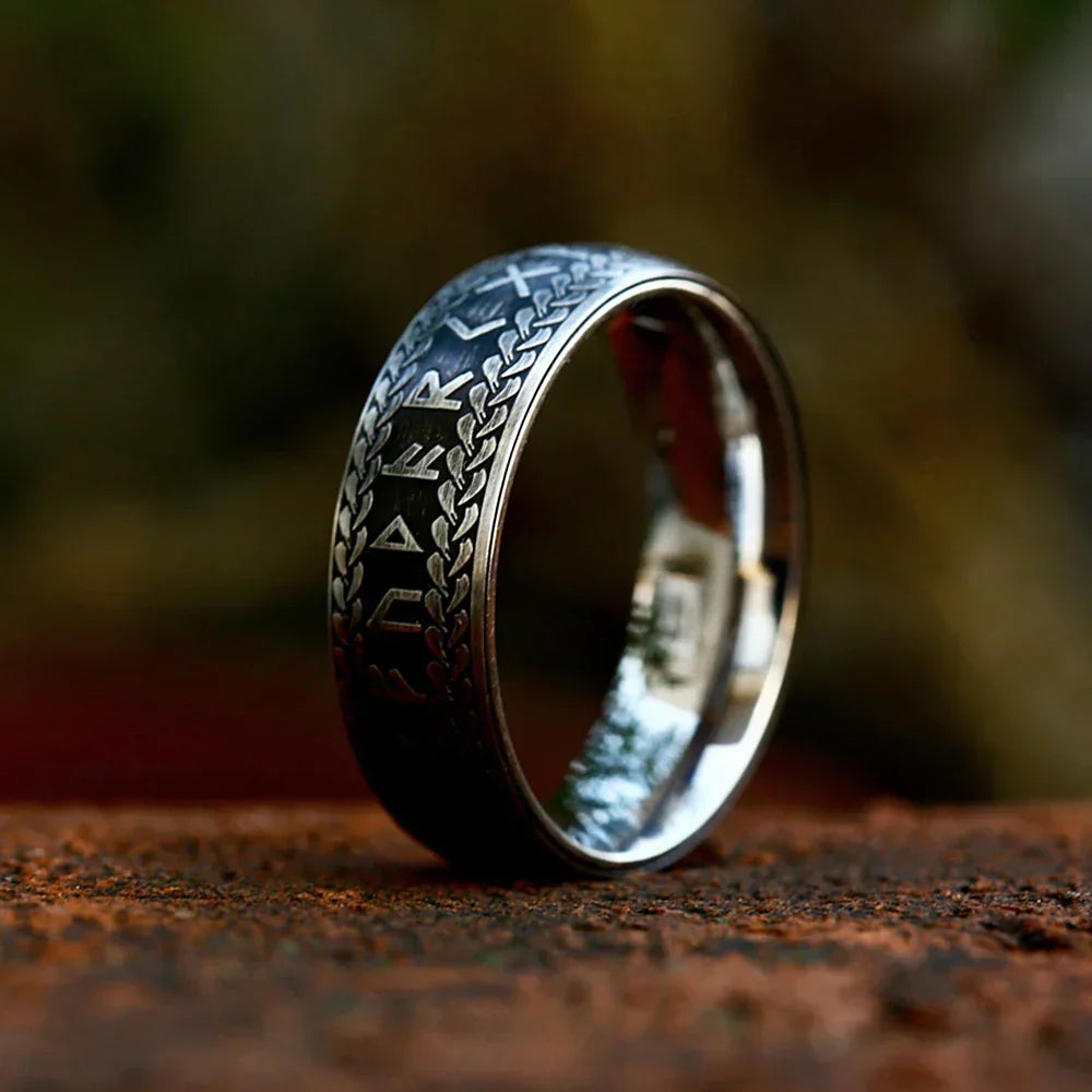 Viking Rune Ring – Norse with Amulet Gothic Punk Statement Silver Gold