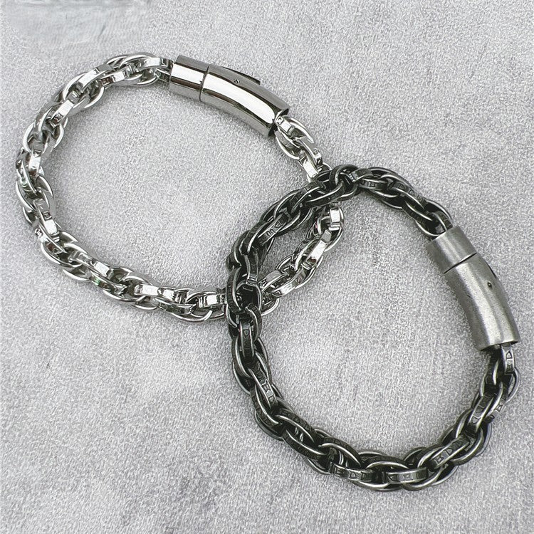 Vintage Dragon Bracelet – Six-Character Mantra with Twisted Bone Titanium Steel