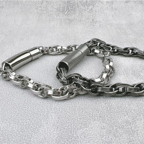 Vintage Dragon Bracelet – Six-Character Mantra with Twisted Bone Titanium Steel