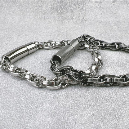 Vintage Dragon Bracelet – Six-Character Mantra with Twisted Bone Titanium Steel