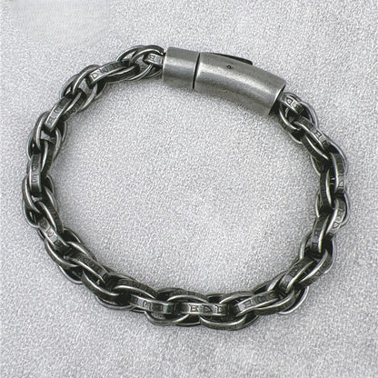 Vintage Dragon Bracelet – Six-Character Mantra with Twisted Bone Titanium Steel