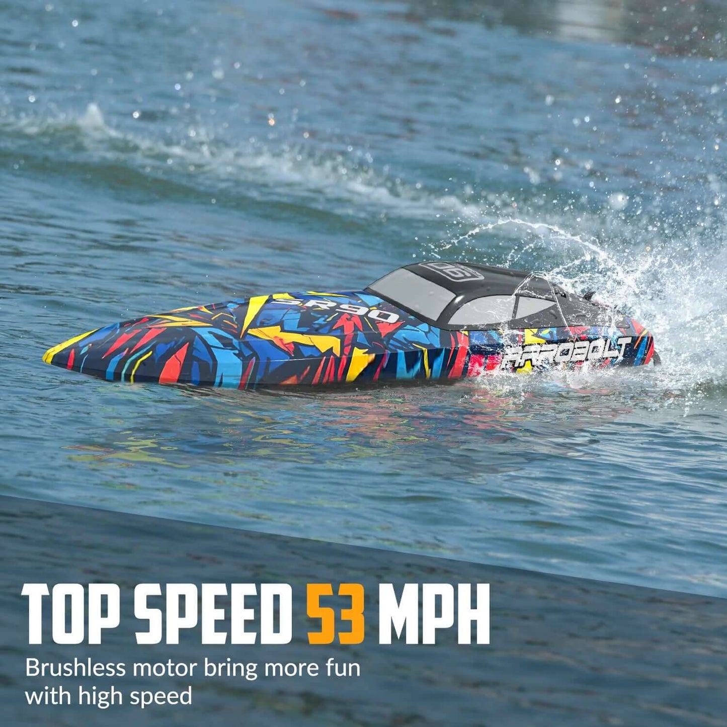 Volantexrc 798-5 SR90 2.4G Brushless RC Boat 70km/h Water Cooling Capsize Reset Waterproof High Speed Speedboat RTR