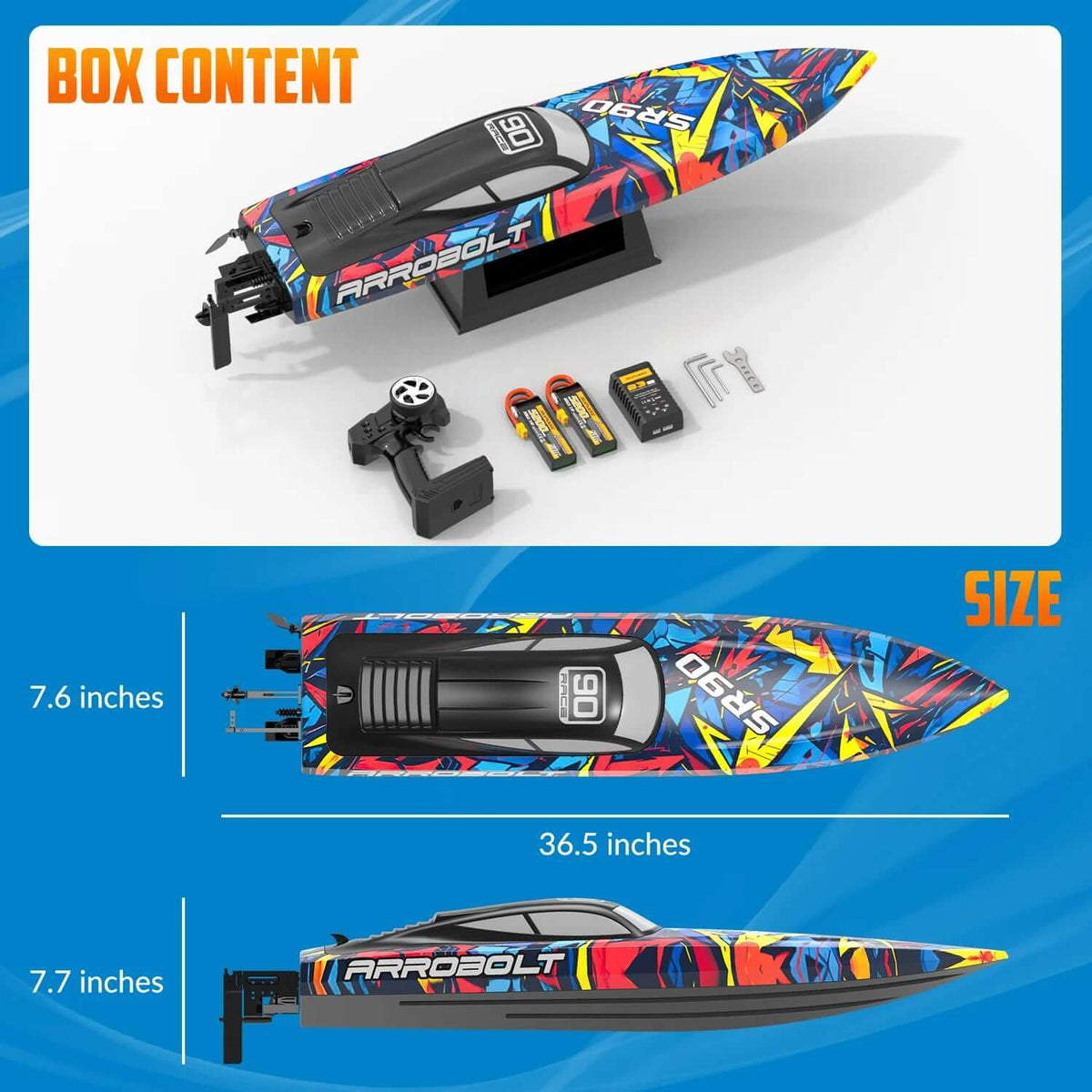 Volantexrc 798-5 SR90 2.4G Brushless RC Boat 70km/h Water Cooling Capsize Reset Waterproof High Speed Speedboat RTR