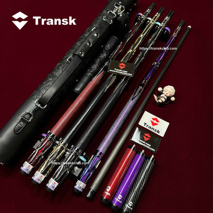Transk Metal Carbon Fiber Pool Cue Case Set - 10.5/11.8/12.5mm Tip, Adjustable Weight, Gold/Red/Purple Options, Professional Billiard Stick for Advanced Players
