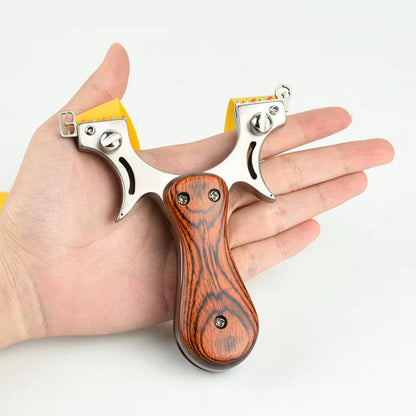 Wrist Brace Slingshot – Rocket with Wooden Handle Steel Fork with Fiber Optic Sight