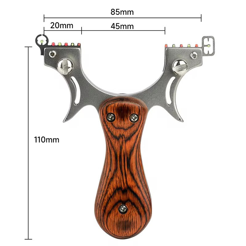 Wrist Brace Slingshot – Rocket with Wooden Handle Steel Fork with Fiber Optic Sight