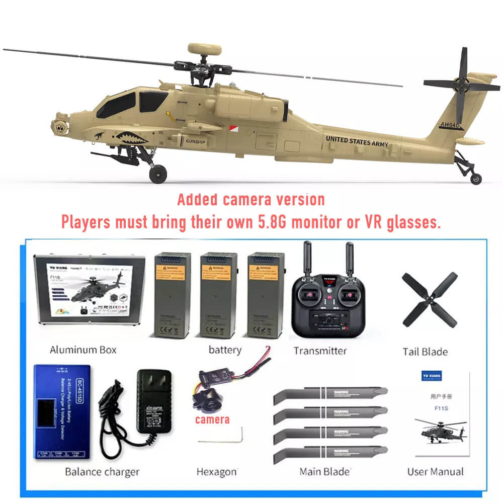 YUXIANG F11H Apache RC Helicopter GPS Brushless 3D Stunt Altitude Hold Optical Flow Positioning RTF