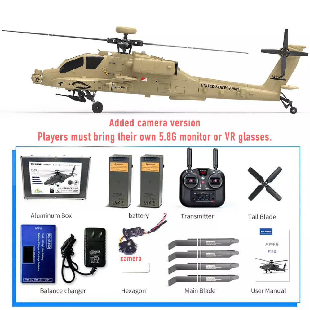 YUXIANG F11H Apache RC Helicopter GPS Brushless 3D Stunt Altitude Hold Optical Flow Positioning RTF