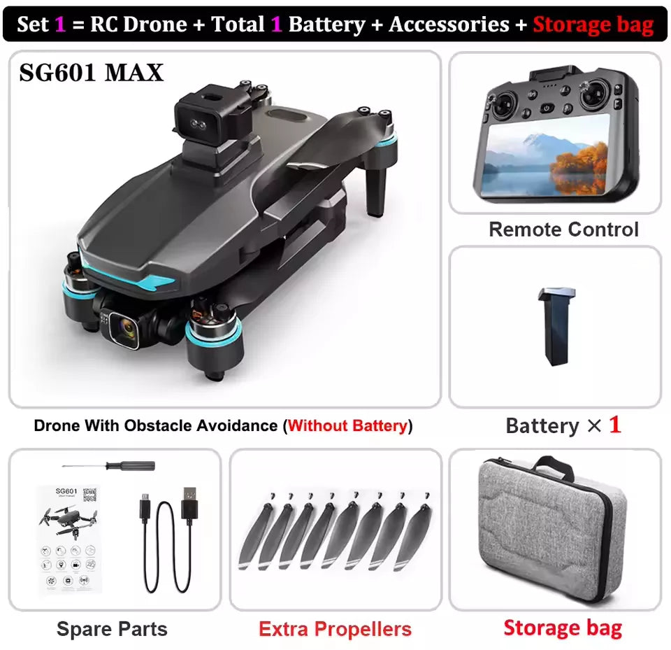 ZLL Beast SG601 MAX 4K Drone GPS 5G WiFi 3-Axis Gimbal 360° Obstacle Avoidance 5-inch Screen Quadcopter RTF